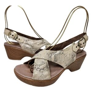 DANSKO Jacinda Wedge Sandals Sz 38 Snake Print Leather 9702152200